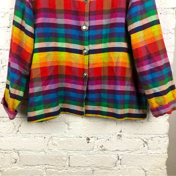 Vintage 90’s Rainbow Plaid Chore Jacket - Picture 4 of 6